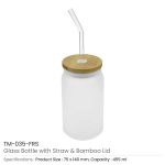 Glass Bottle with Straw and Bamboo Lid - Image 3