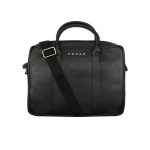 High Volt Slim Leather Briefcase, Zipper, 3 Compartments