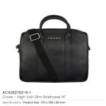 High Volt Slim Leather Briefcase, Zipper, 3 Compartments - Image 3
