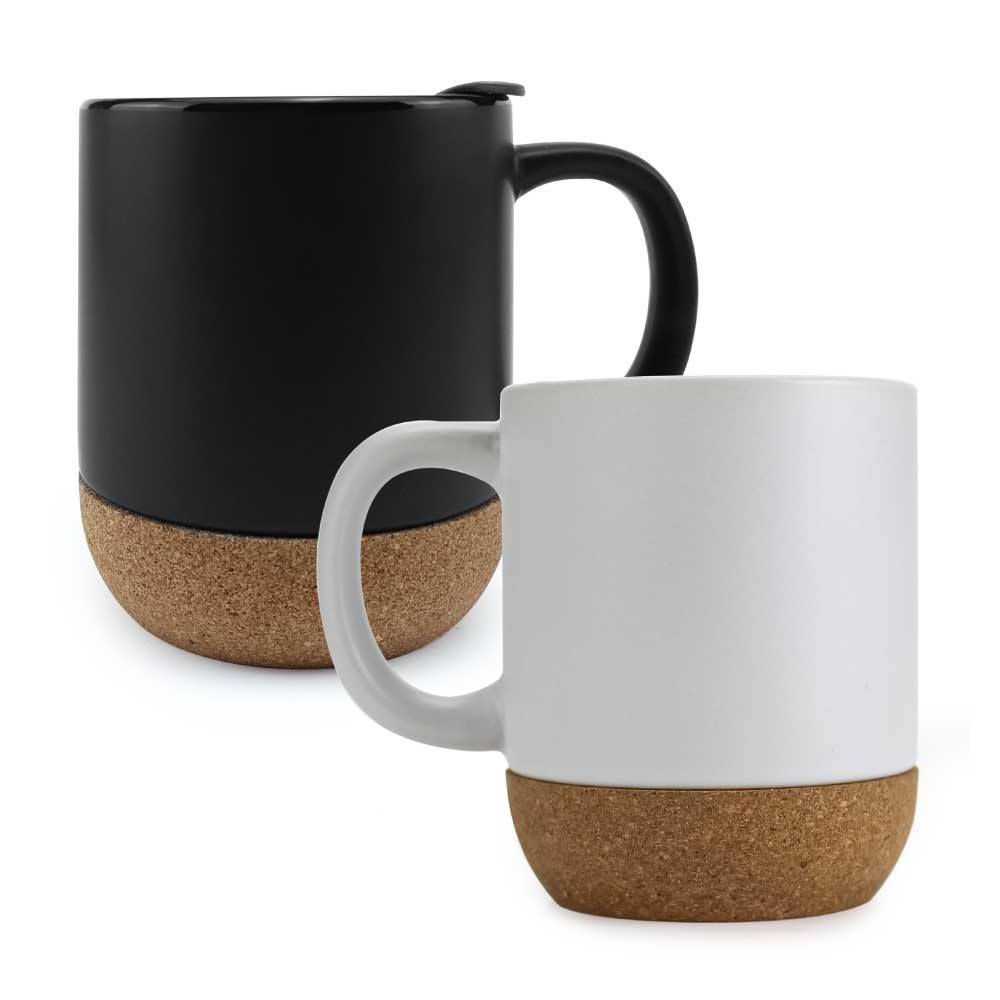 Ceramic Mugs with Lid and Cork Base