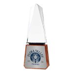 Tower Shaped Crystal Awards with Wooden Base - Image 2