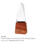 Tower Shaped Crystal Awards with Wooden Base - Image 3