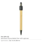 Bamboo and Metal Stylus Pens with Top Spinner (Blue Ink) - Image 3
