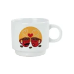 Ceramic Coffee Cups Set 4Pcs in Silver Metal Rack - Image 6