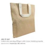 Cotton Like Jute Bags with Webbing Handle 250gsm
