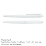 white plastic pens with logo