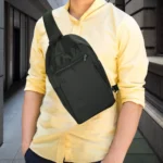 Sling Crossbody Bags In Black Nylon Material - Image 4