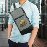 Sling Crossbody Bags in Grey and Black Polyester Material - Image 8