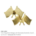 Twin Flag Metal Badges Golden Imprint Your Country Flag - Image 9